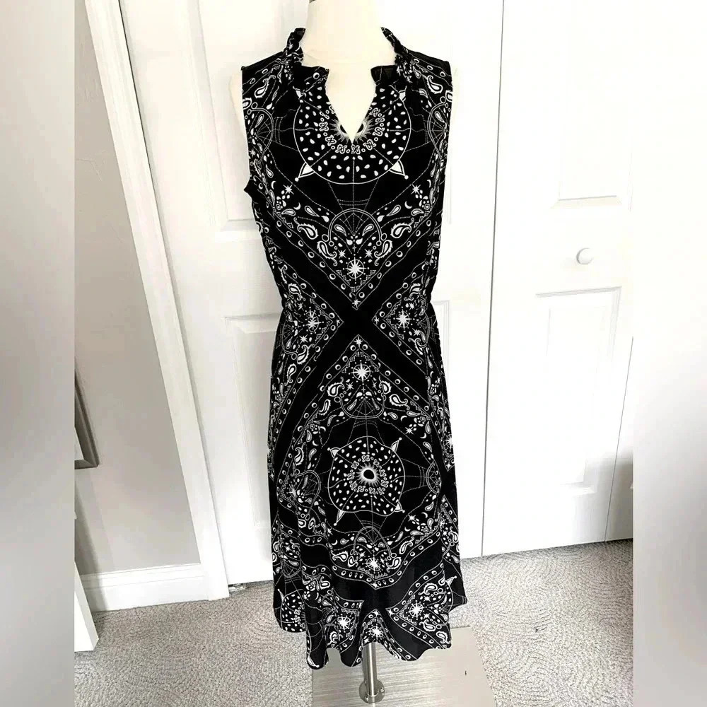 Talbots Black and Ivory midi dress